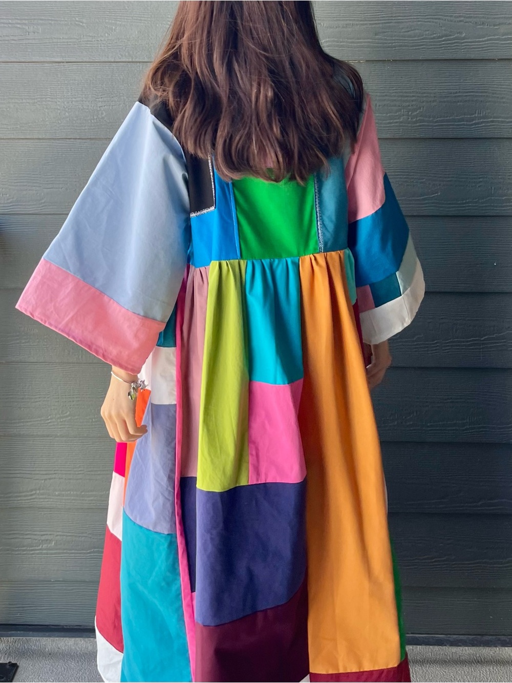 Handmade Quilted Patchwork Colorblock Dress SKU 05242 - Picture 7 of 16